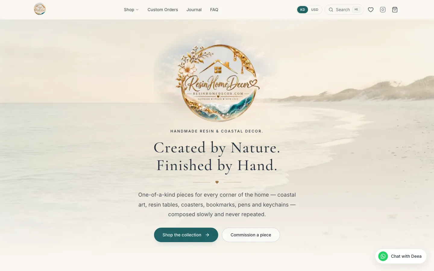 The Resin Home Decor homepage